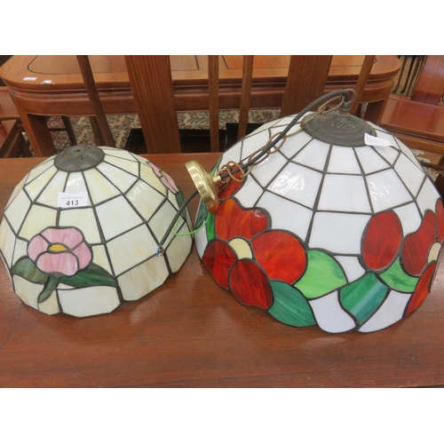 413 - Two Tiffany Style Lamp Shades