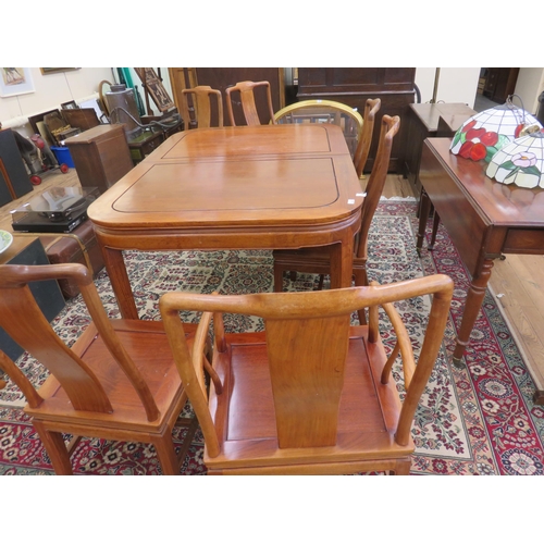 418 - Rosewood Dining Table, one leaf, Six Matching Dining Chairs