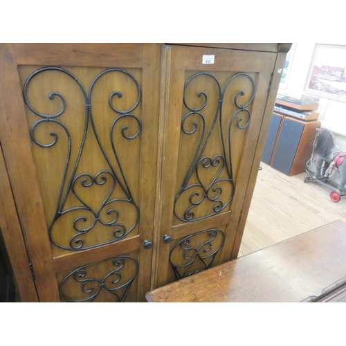 432 - Stained Wood and Metal Bound Two Door Cabinet