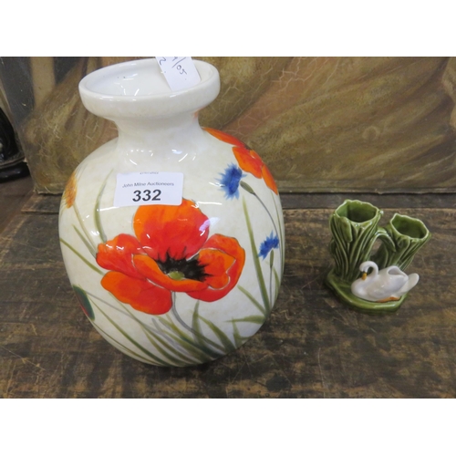 332 - Decorative Vase and Sylvac Flower Holder