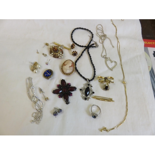 346 - Lot of Jewellery including Cameo and Enamel Brooches etc.