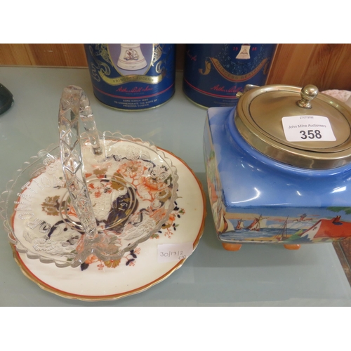 358 - Wall Plate, Biscuit Jar and Glass Plate