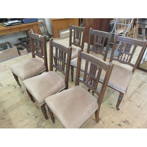 375 - Set of Six Oak and Upholstered Chairs