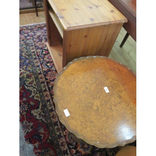 389 - Circular Table, Pine Cabinet and Table