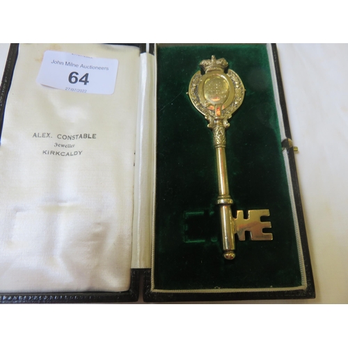 64 - 1930 Silver Gilt Presentation Key, golfing interest (boxed)