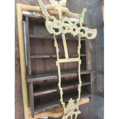 187 - Tiled Tray, Small Shelf and Brass Easel 