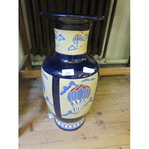 232 - One Large Blue and Yellow Floor Vase