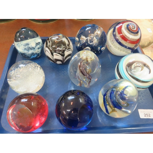 252 - Ten Coloured Glass Paperweights