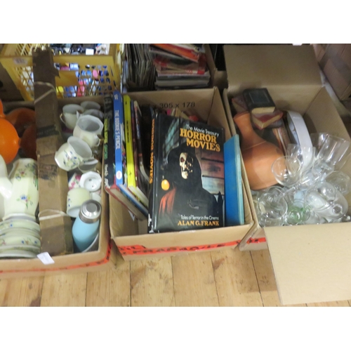 254 - Three boxes of bric-a-brac and books