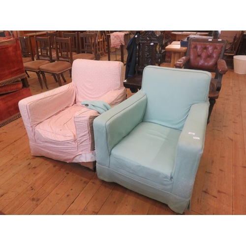 372 - Pair of Victorian Armchairs with covers