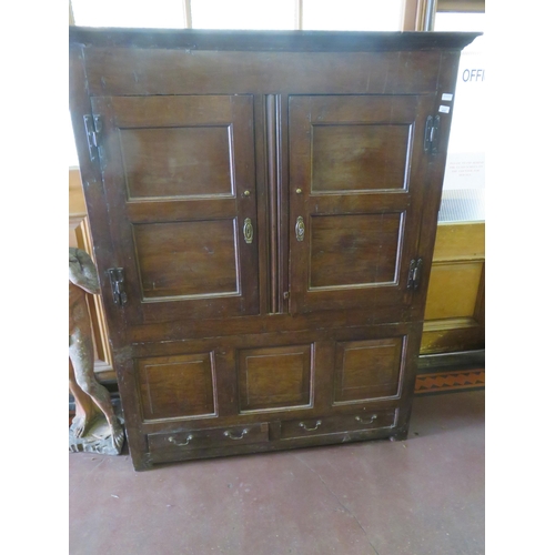 433 - Large Mid 1700's Oak Linen Press as Wardrobe