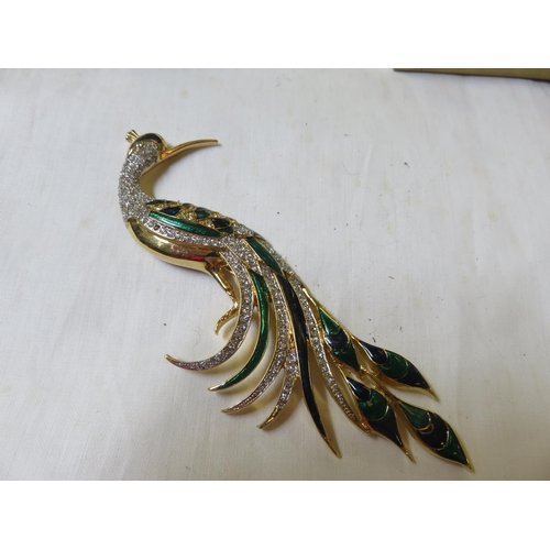 78 - Vintage Enamel Bird of Paradise Brooch - signed D'Orlan