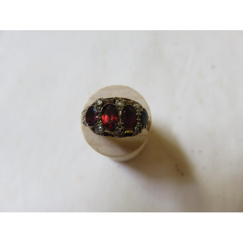 85 - Victorian Gold Garnet Pearl Ring