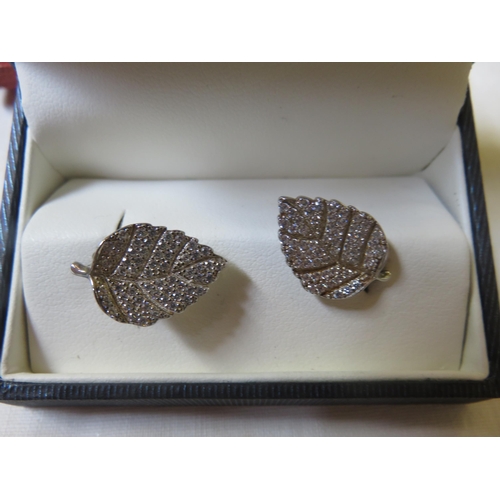 96 - Pair of Silver Leaf Fern Clip-on  Earrings