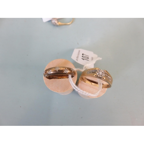 107 - Two 9ct Gold and White Stone Dress Rings