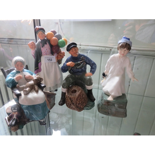 152 - Four Royal Doulton Figures - 'The Lobster Man', 'Wee Willie Winkie', 'Biddy Penny-farthing' and 'Nan... 