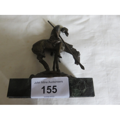 155 - Small Bronzed Figure - Man on Horse