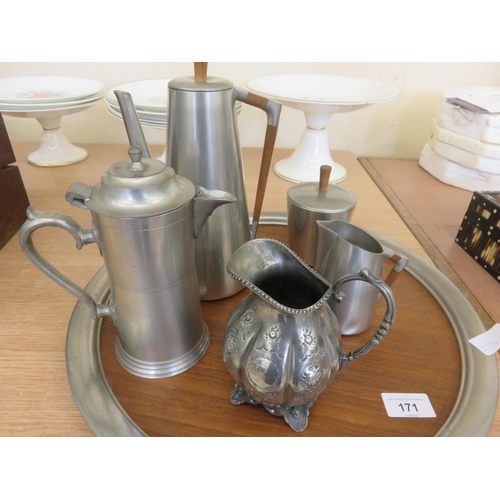 171 - Pewter Teaware and Tray