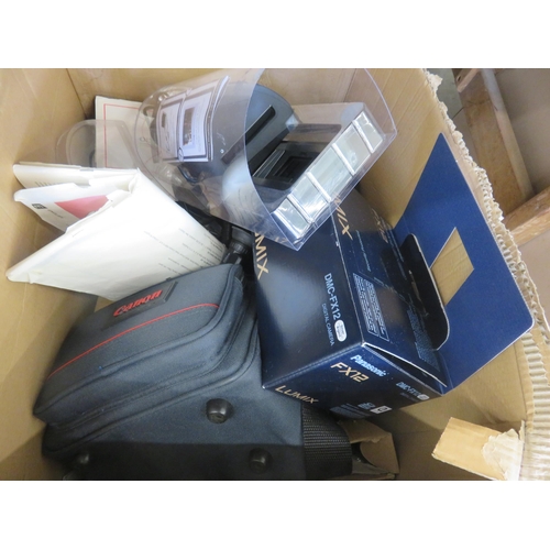 176 - Box containing Camera Equipment and Camcorder