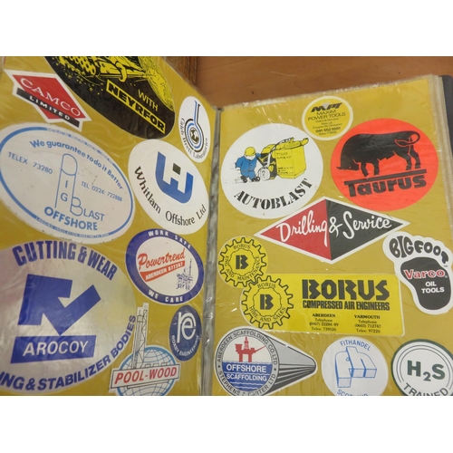 185 - Two Folders with Various Stickers, B.P. Shell, Amoco etc