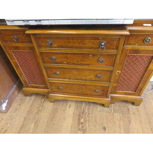 435 - Inlaid Yew Wood Break Front Sideboard