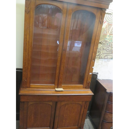 439 - 19th Century Ecclesiastical Style Oak and Glazed Bookcase and Undercabinet