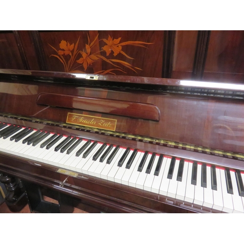 444 - Inlaid Rosewood Geissler Upright Piano