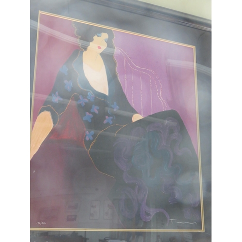 48 - Large Framed Print of a Woman - Signed