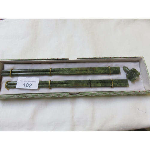 102 - Pair of Jadeite Chopsticks in fitted box