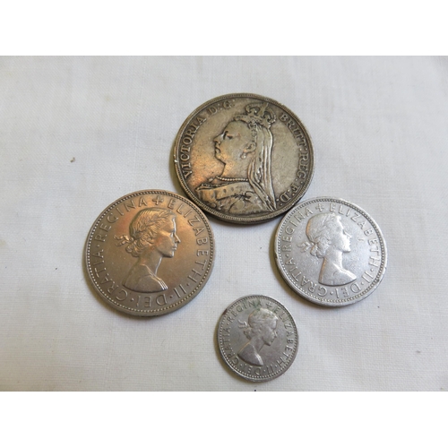 112 - Victorian Crown and three other coins