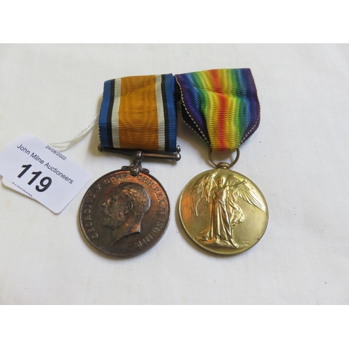 119 - Two Great War Medals awarded to 4540 Gunner C. Mutch Royal Artillery