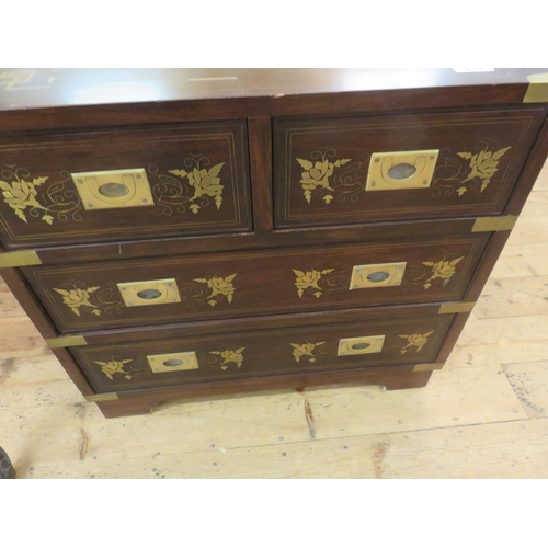 430 - Brass Inlaid chest of two short and two long drawers