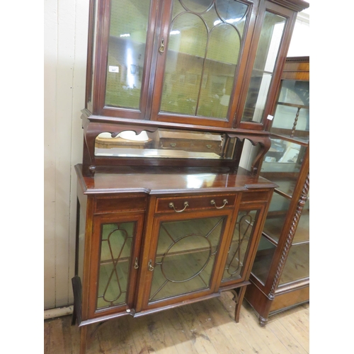 447 - Edwardian Inlaid Mahogany and Glazed Mirror Back Sideboard