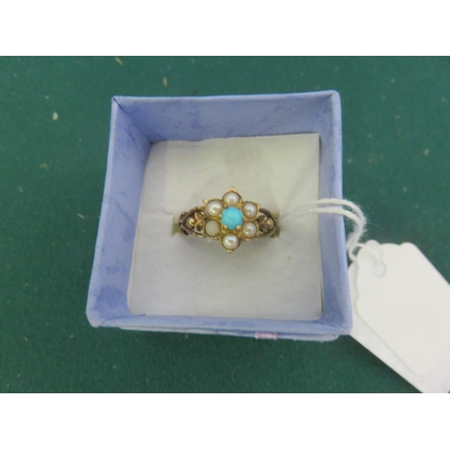 62 - Gold Turquoise Pearl Ring