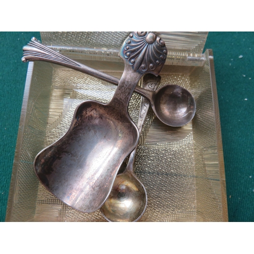 66A - Silver Caddy Spoon and two Silver Condiment Spoons