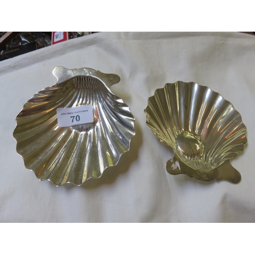 70 - Pair of Early London Silver Scallop Shaped Butter Dishes