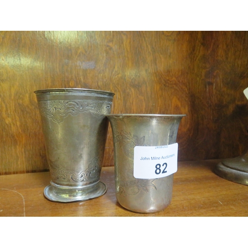 82 - Two Odd Continental Silver Beakers