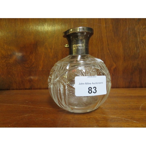 83 - Cut Glass Scent Bottle, Silver Mount, Tortoiseshell Cover