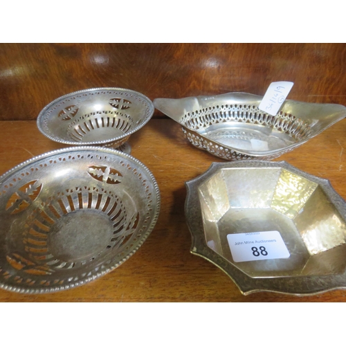 88 - Pair of Openwork Silver Dishes and Two Others