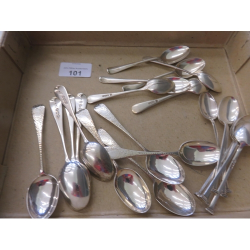 101 - Three sets of Silver Teaspoons