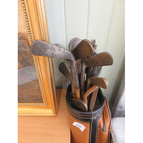 459 - Golf Bag with Hickory Shafted Clubs