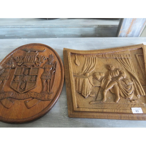 63 - Two Wooden Wall Hanging Plaques