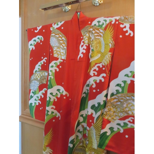 79 - Japanese Red Decorative Kimono