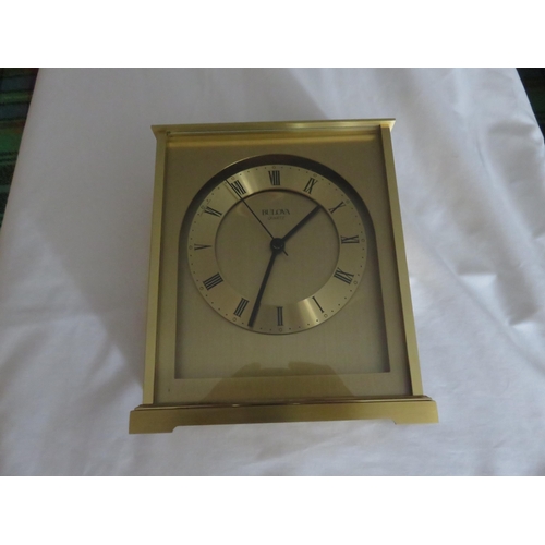 111 - Bulova Gilt Cased Quartz  Mantel Clock