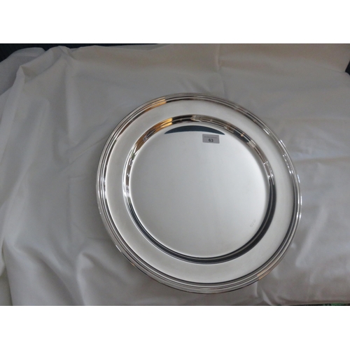 63 - Italian Silver Plated Circle Tray, 16 ins. diameter