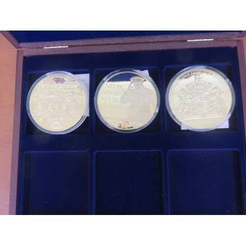 155 - Four Coin Plated Set - D-Day, Two Large Winston Churchill Coins and One Large Diamond Jubilee Coin