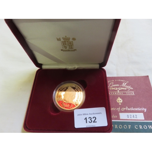 132 - Boxed Gold Proof Centenary Year Queen Mother Crown