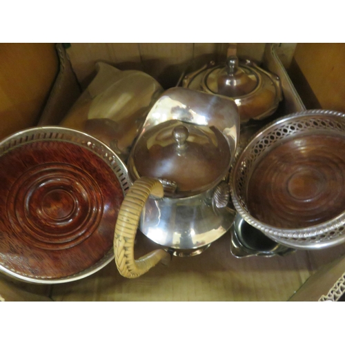 185 - Small Lot of Plated Items, Wine Slides and Tea Set