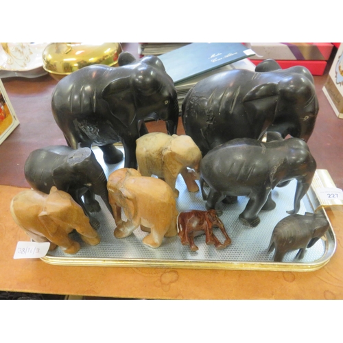 227 - Tray with Wooden Elephants