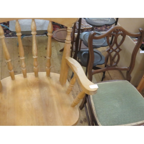 399 - Mahogany Inlaid Chair and Pine Chair